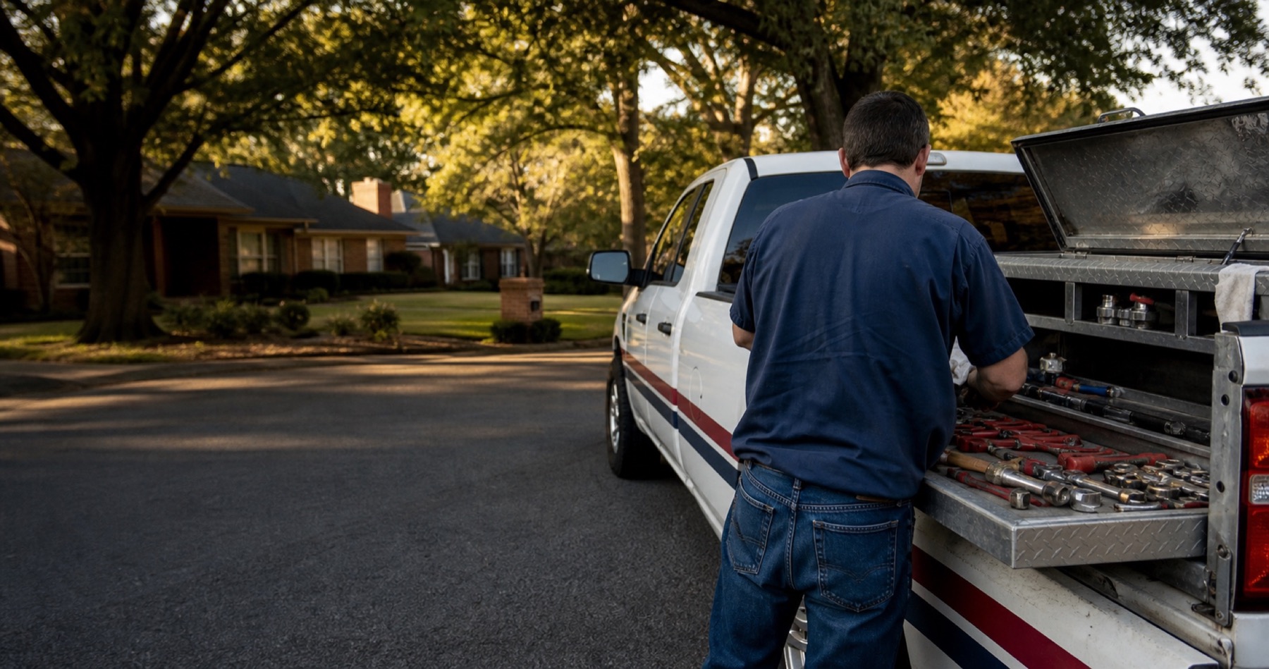 A Braden Plumbing service truck in Central Arkansas